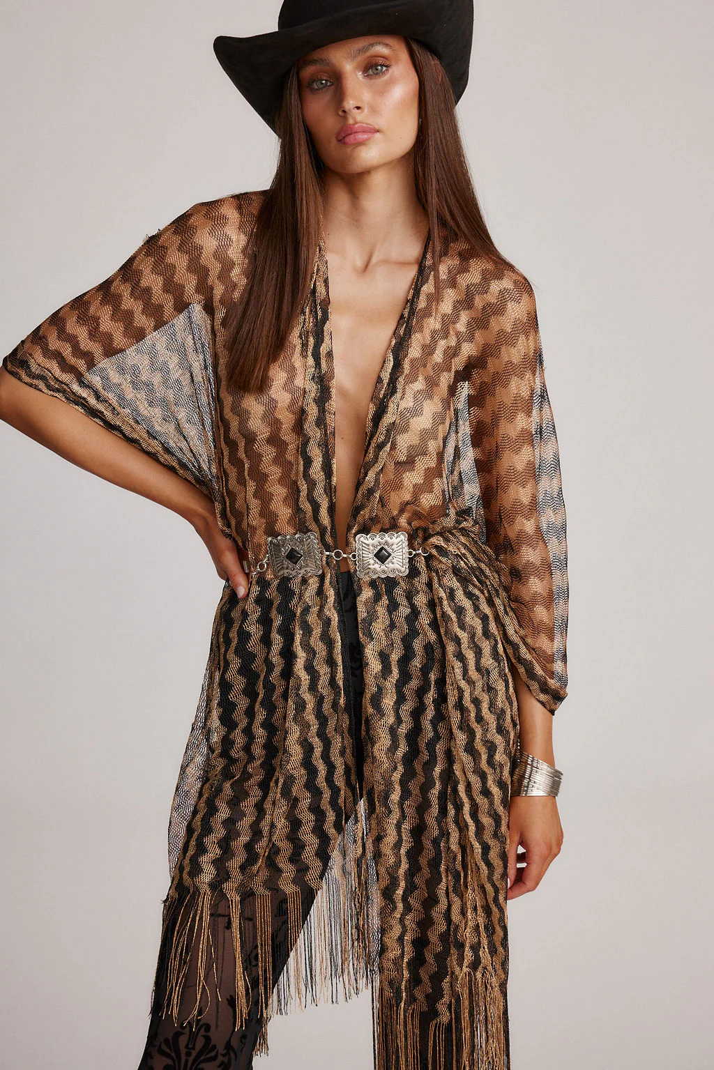 Portia Gold and Black Shimmer Kimono - Image 8