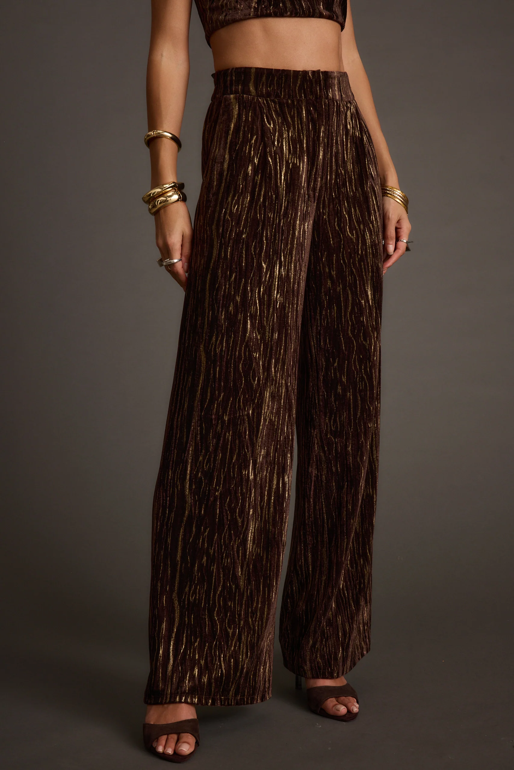 Rhea Espresso Velvet Trousers - Image 2