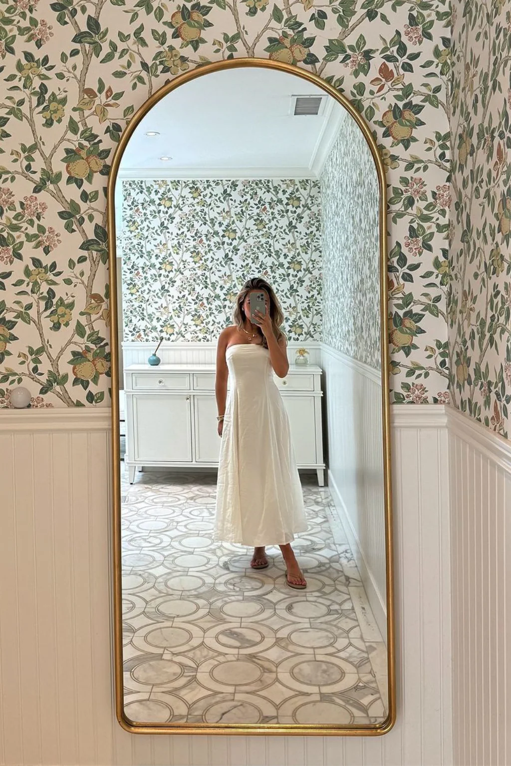 Rhodes White Linen Strapless Midi Dress - Image 5