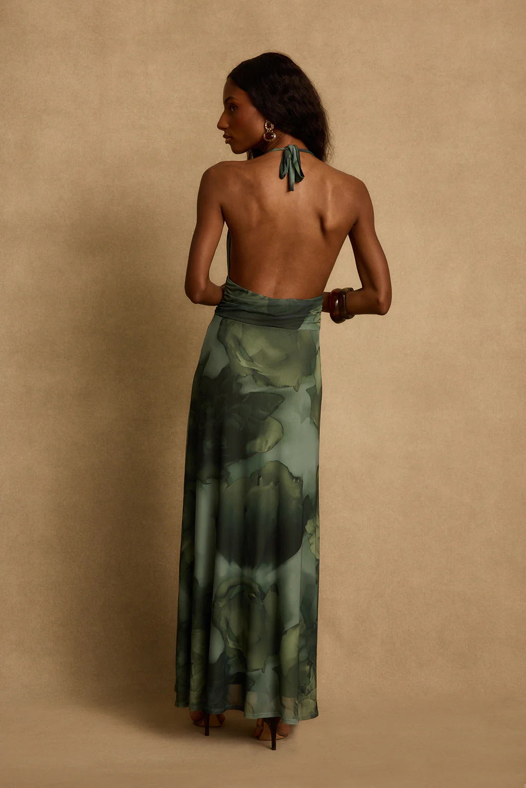 Rosalia Emerald Floral Mesh Maxi Dress - Image 4