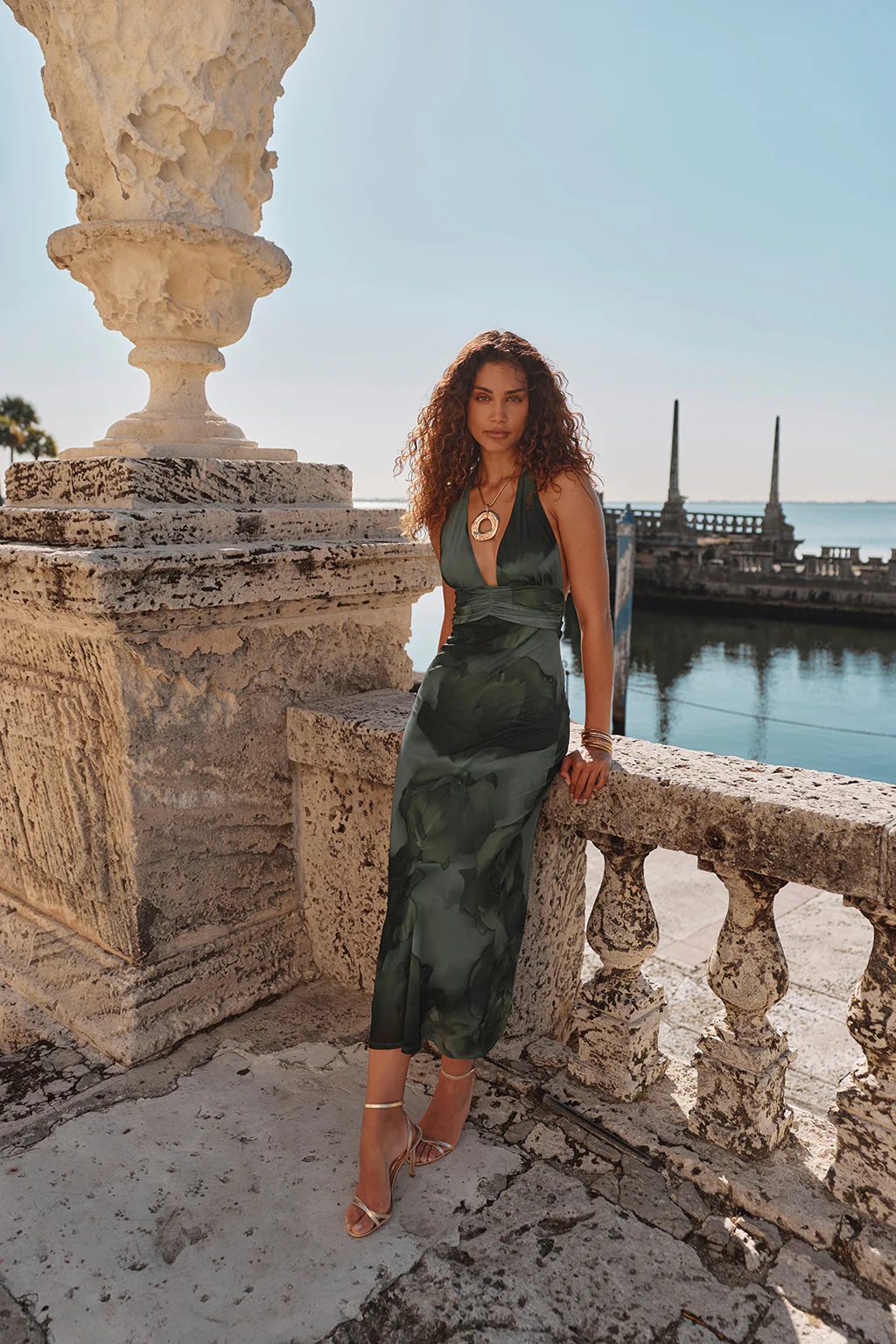 Rosalia Emerald Floral Mesh Maxi Dress - Image 5