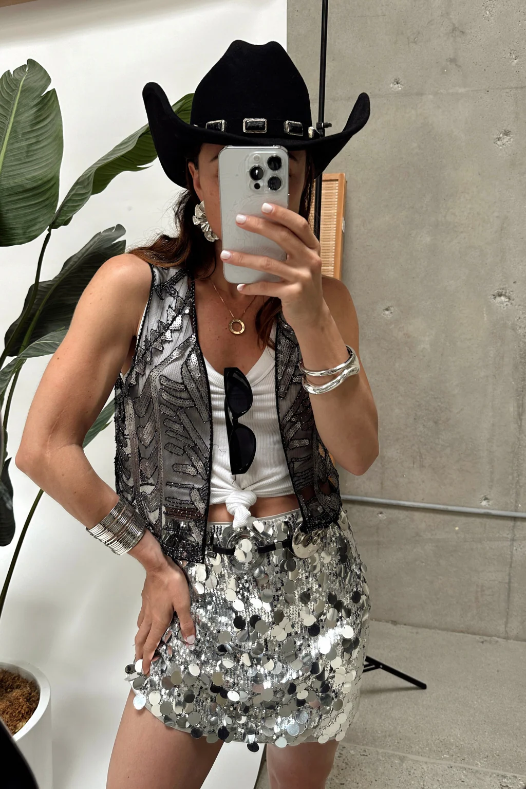 Sadie Silver Disco Sequin Mini Skirt - Image 3