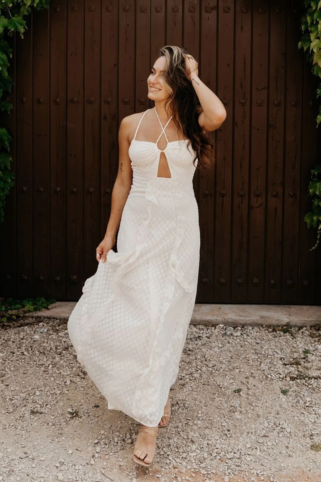 Saint Lawerence Cream Ruffle Maxi Dress - Image 3