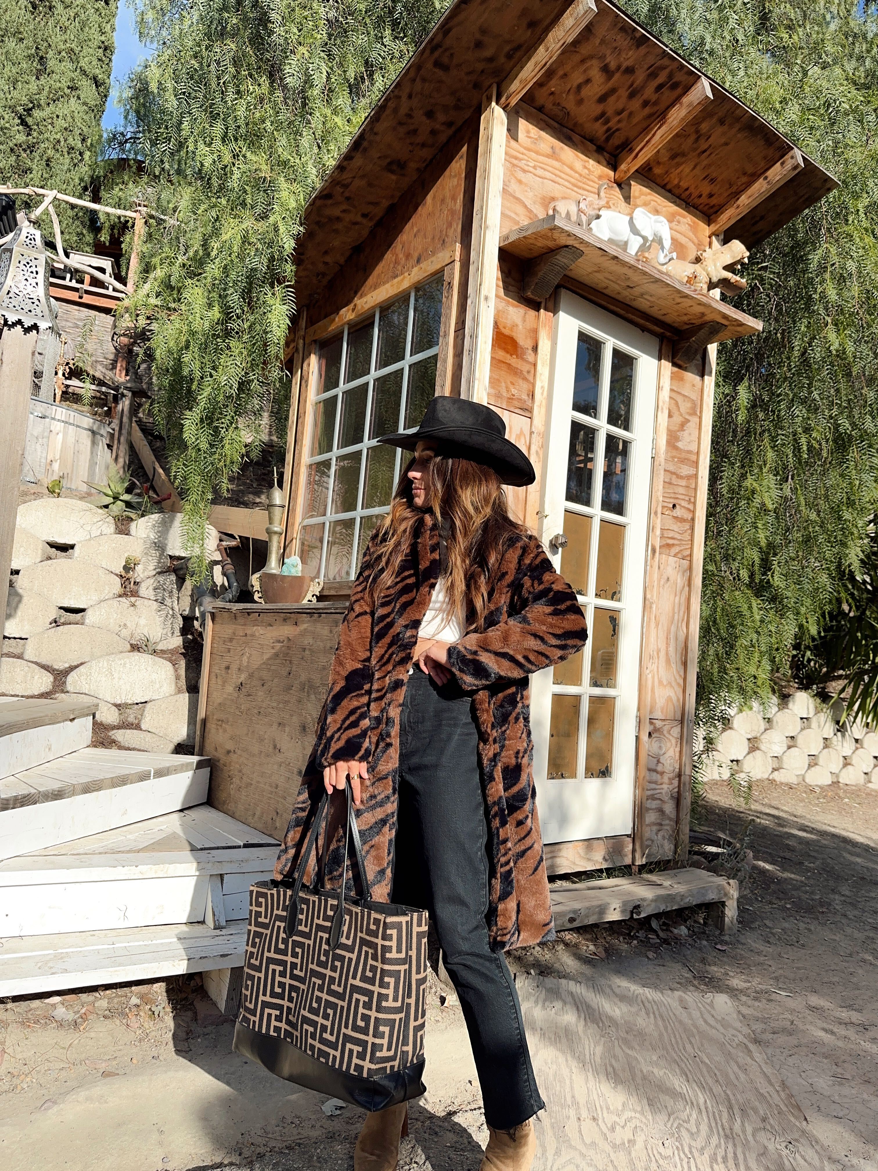 Sienna Brown Tiger Faux Fur Coat - Image 2