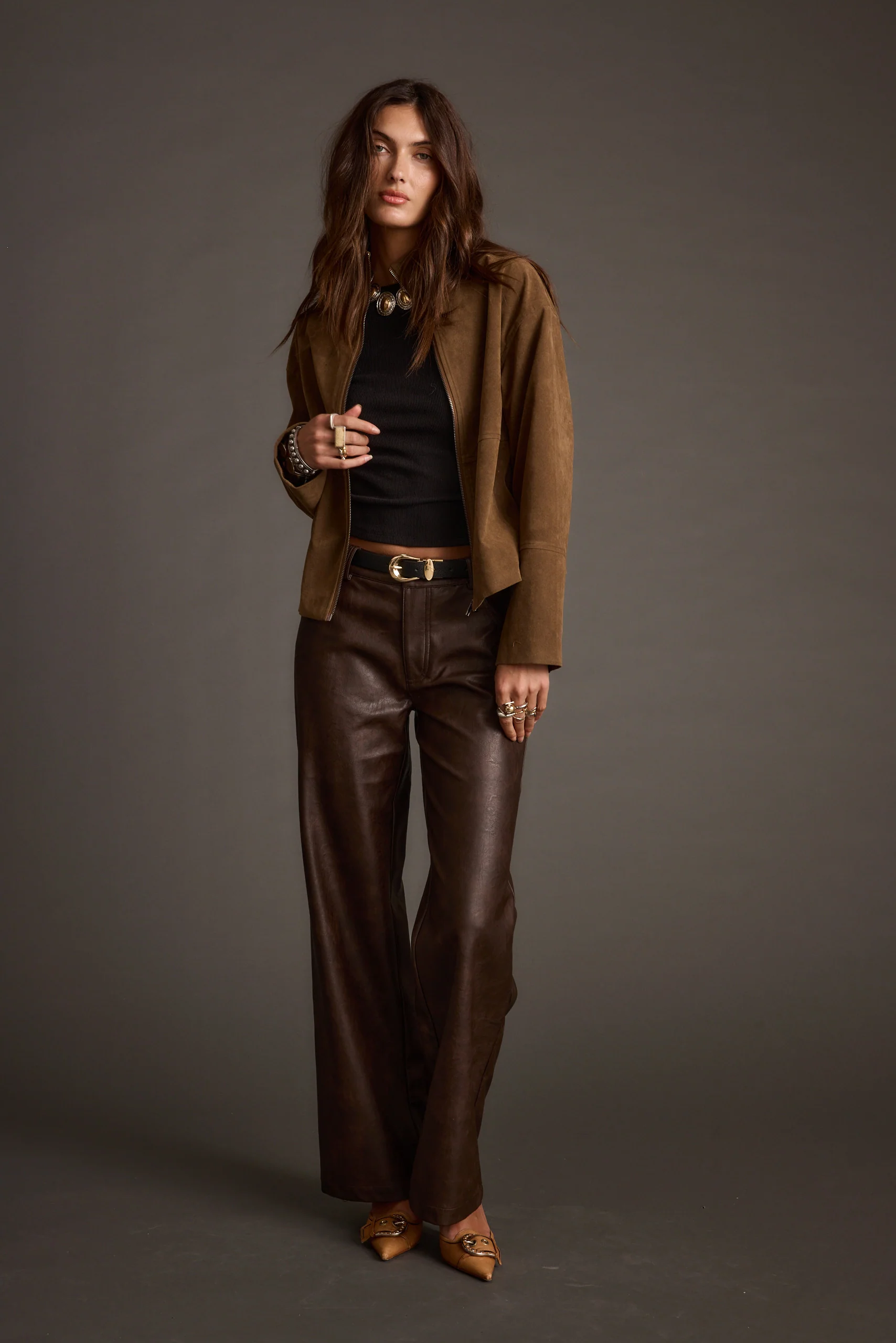 Sienna Brown Vegan Suede Jacket - Image 6