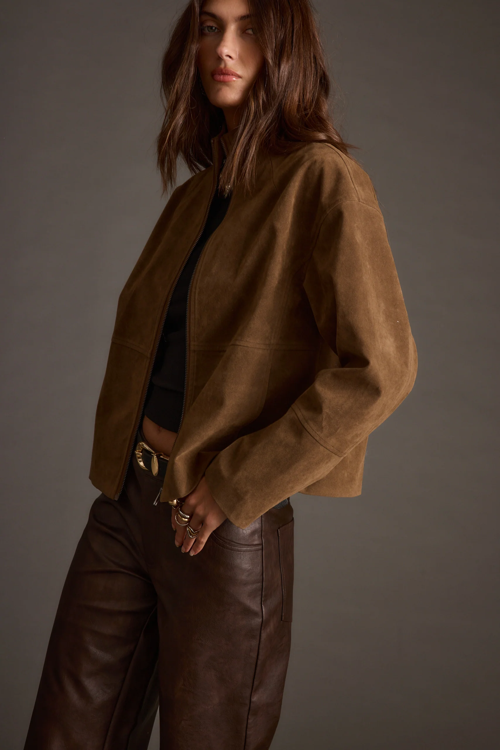 Sienna Brown Vegan Suede Jacket - Image 8