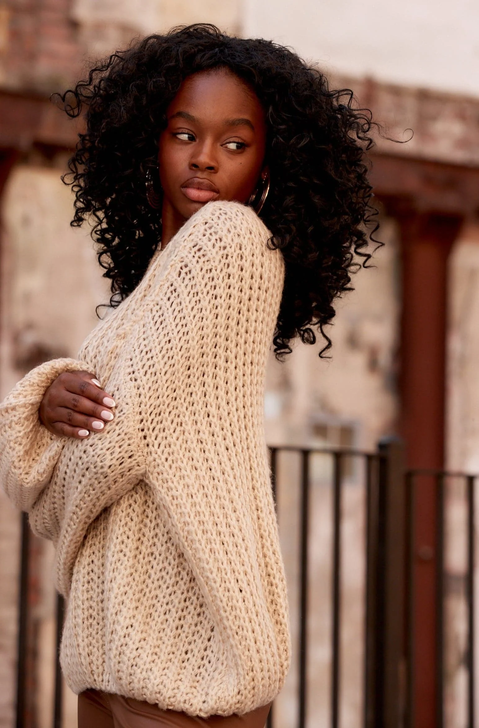 Slick Taupe Knit Sweater - Image 9