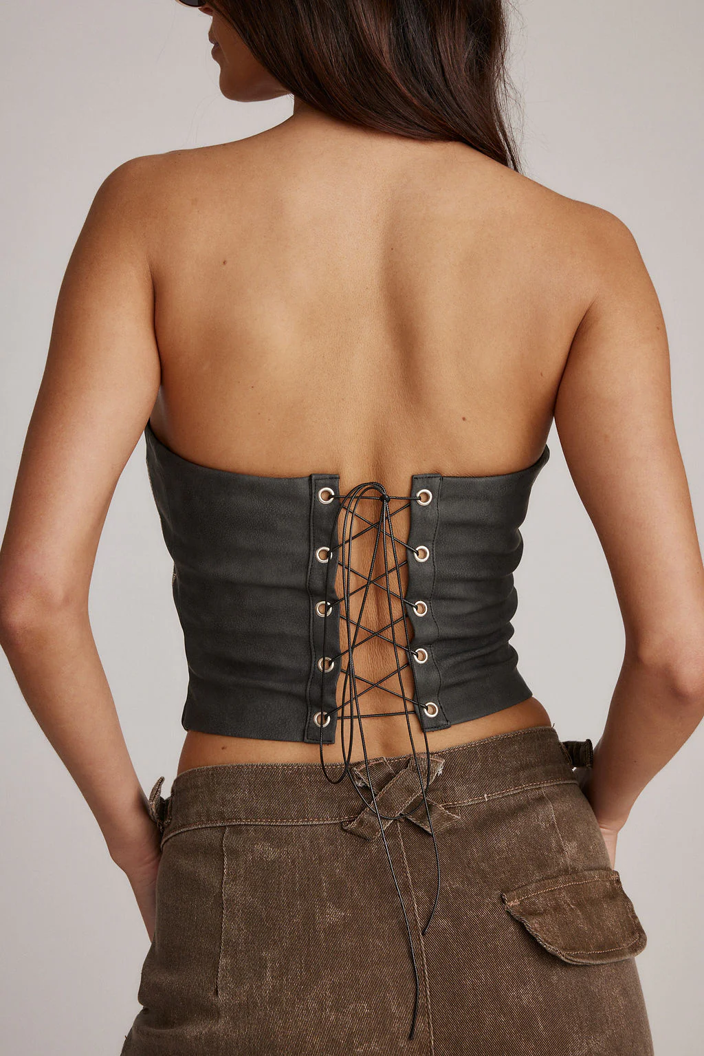 Smoke Show Faux Leather Tube Top - Image 2