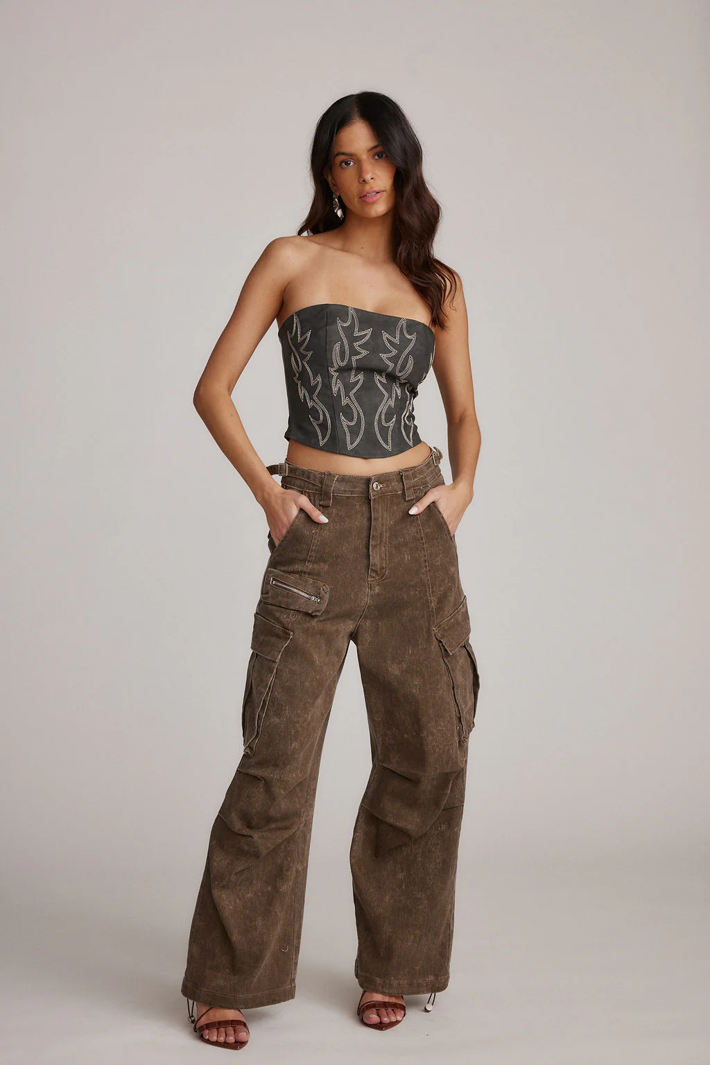 Smoke Show Faux Leather Tube Top - Image 3