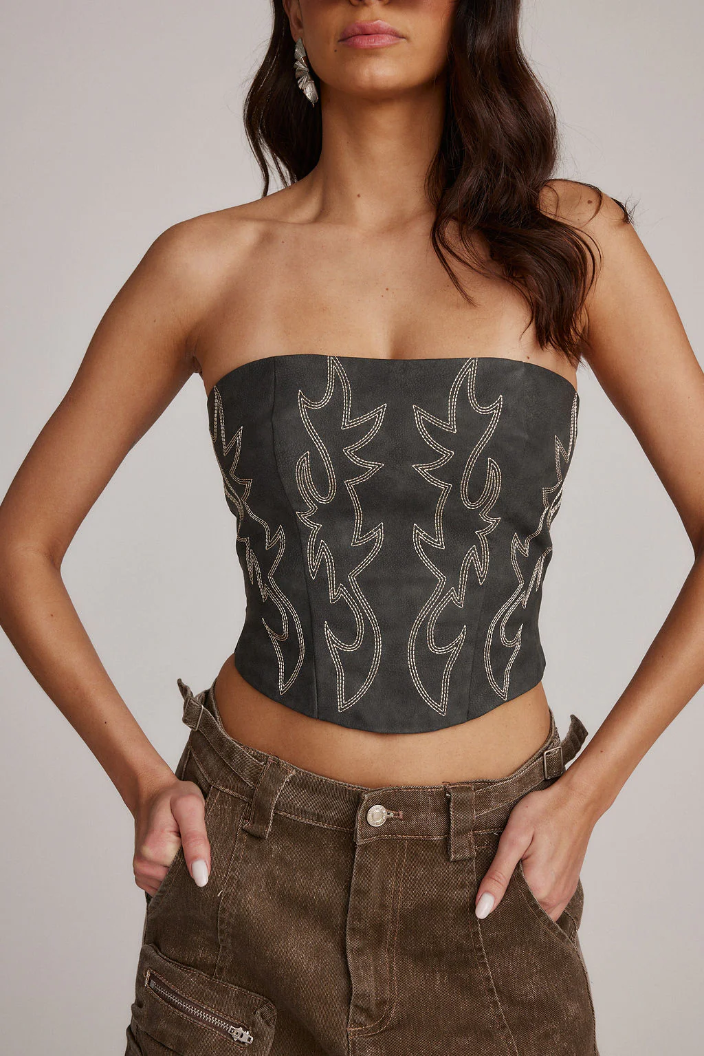 Smoke Show Faux Leather Tube Top - Image 6