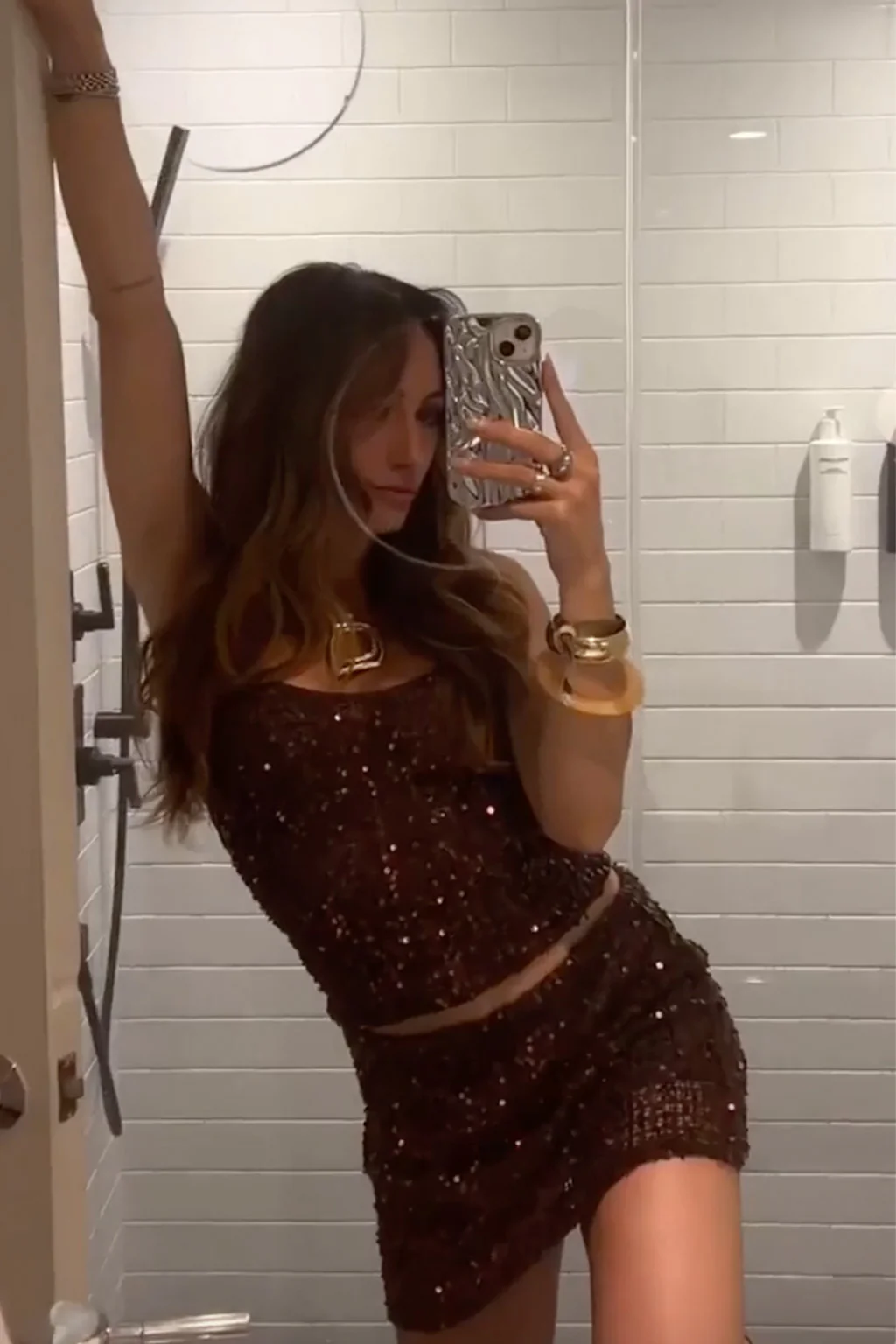 Solea Mocha Sequin Mini Skirt