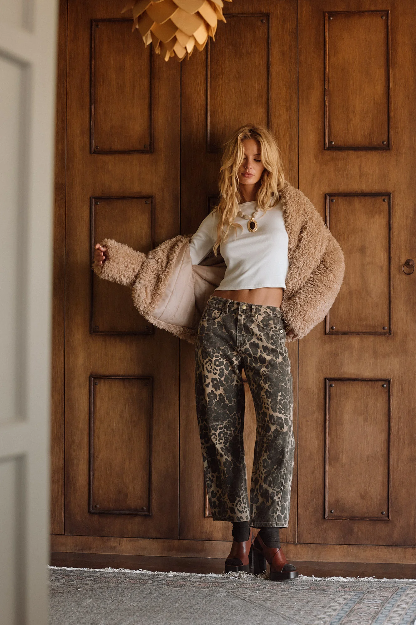 Suki Camel Shearling Coat - Image 3