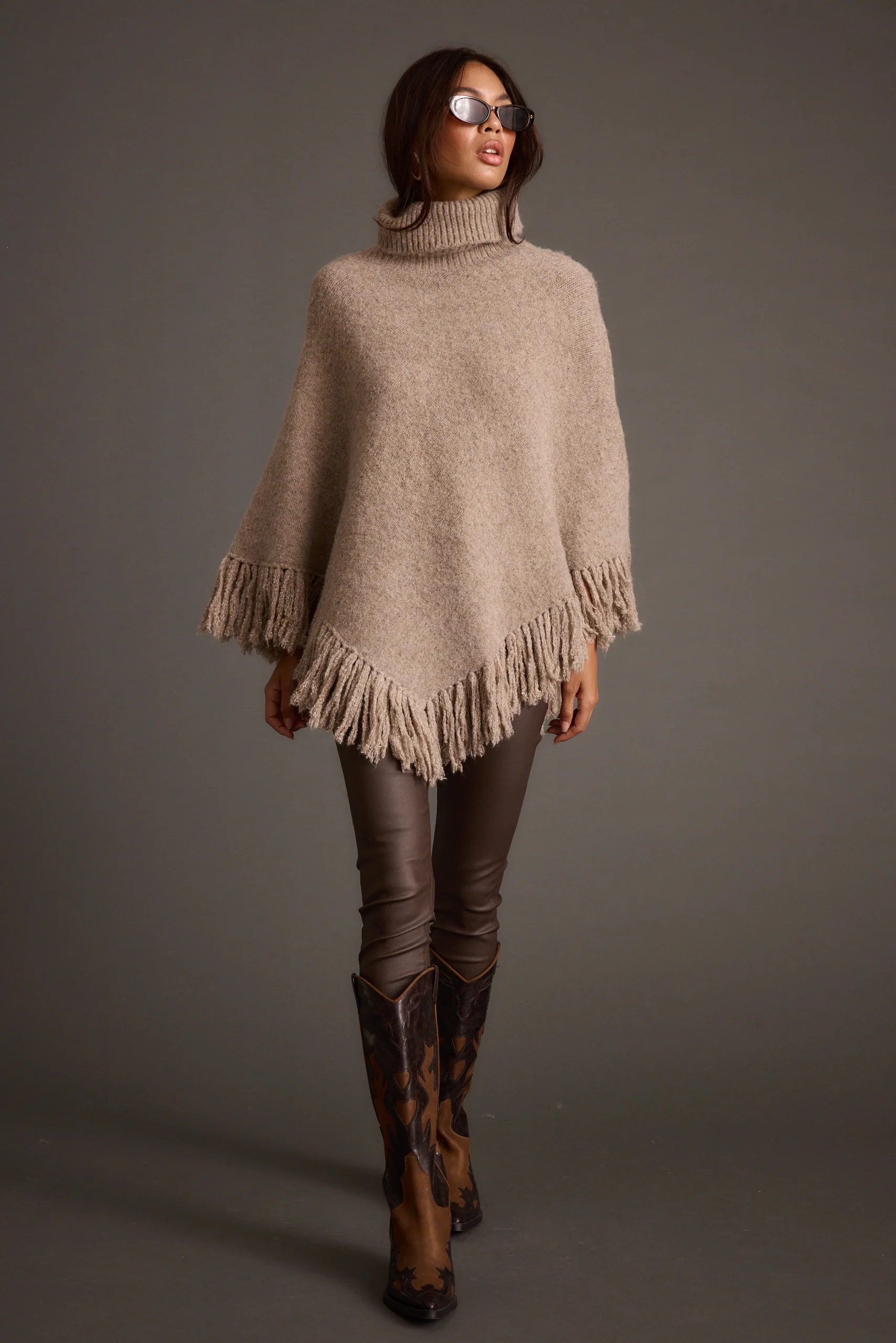 Tabitha Dark Taupe Poncho - Image 2