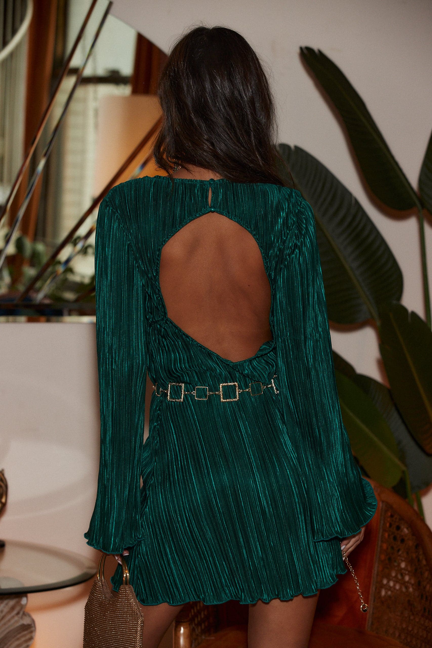 Tate Emerald Plisse Mini Dress - Image 9