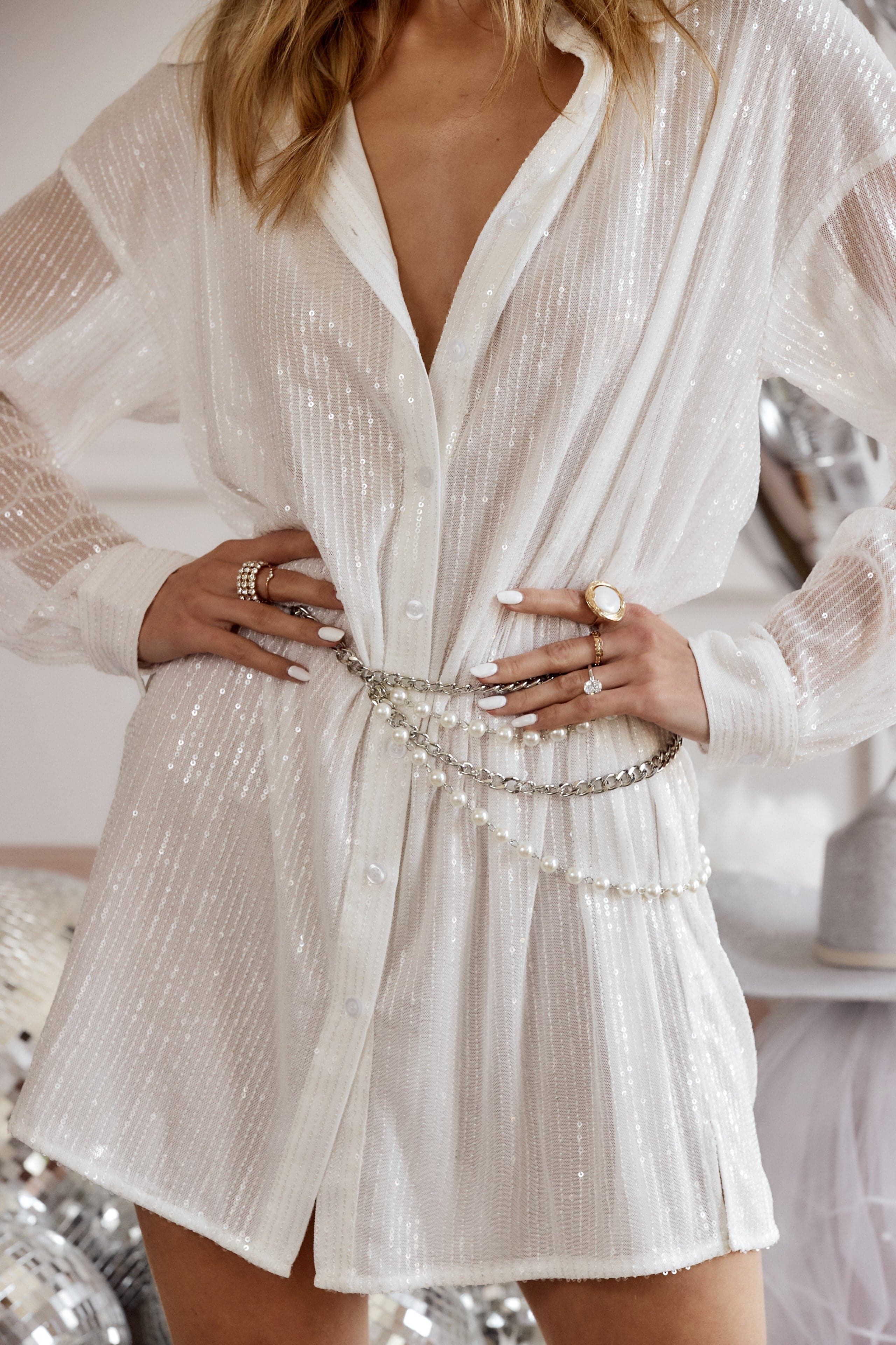 Unstoppable White Sequin Mini Dress - Image 4