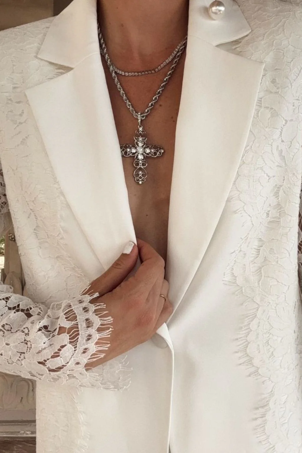 Valley Cross Silver and Pearl Pendant Necklace - Image 4
