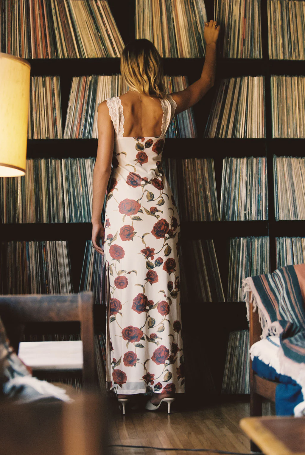 Wallflower Rose Lace Trim Mesh Maxi Dress - Image 3