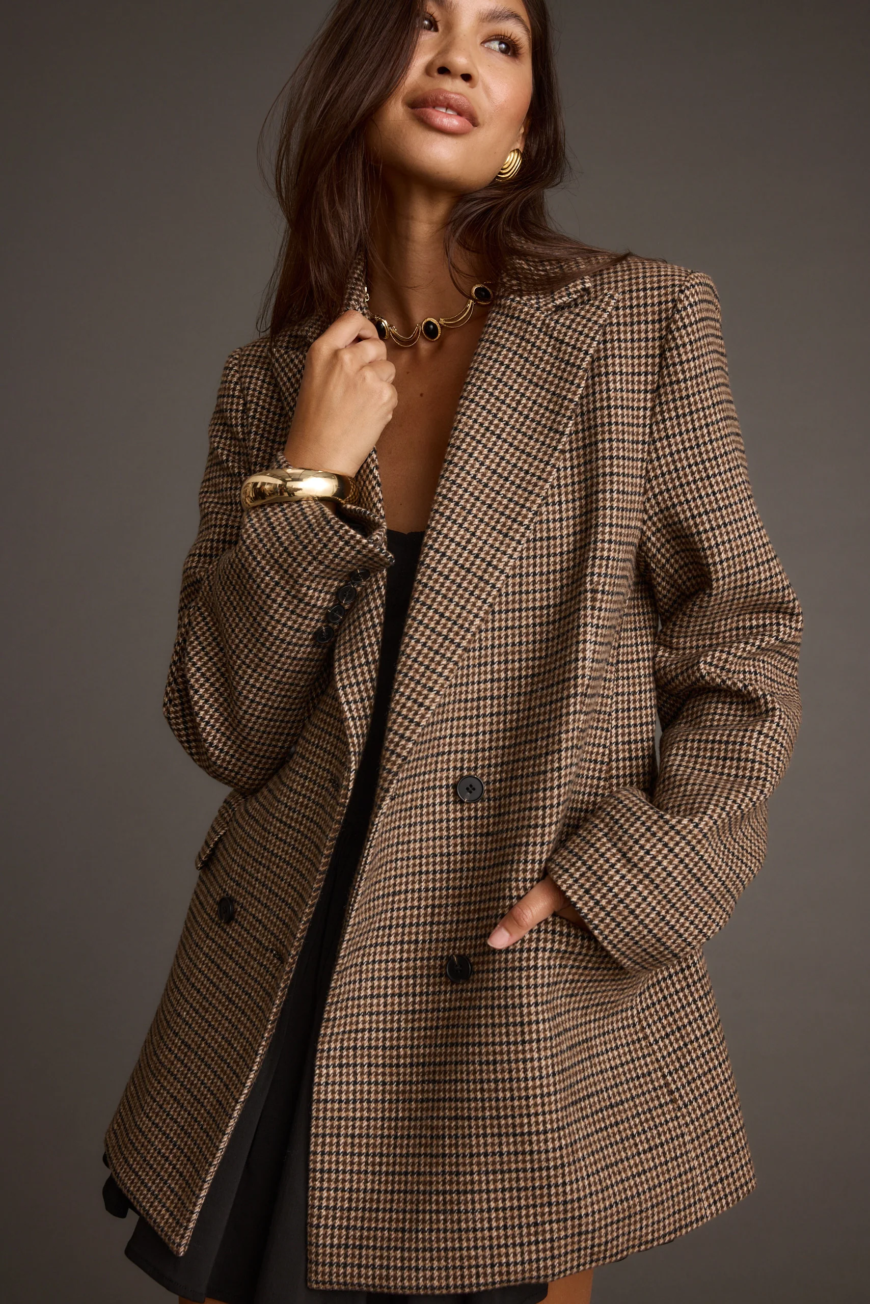 West Village Brown Plaid Blazer - Image 5