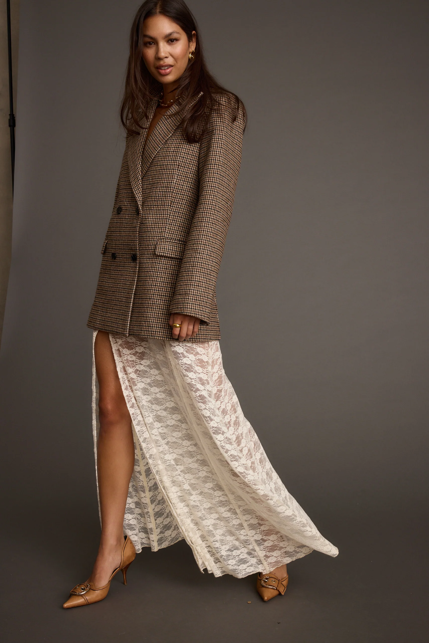 West Village Brown Plaid Blazer - Image 7