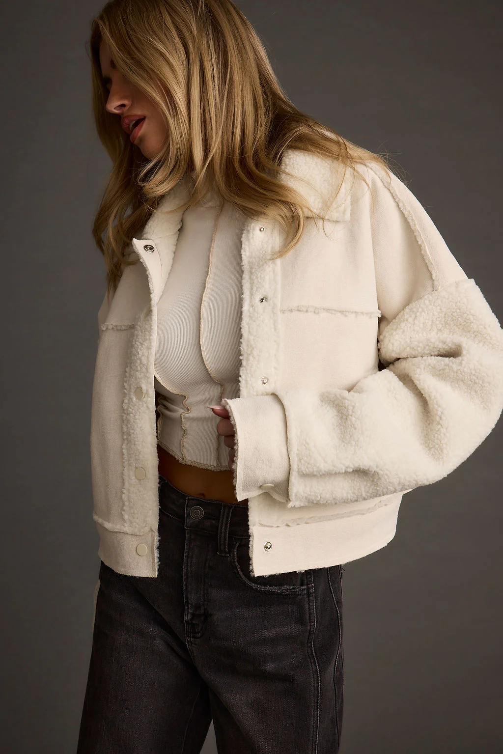 Whiteout Sherpa Cropped Jacket - Image 3
