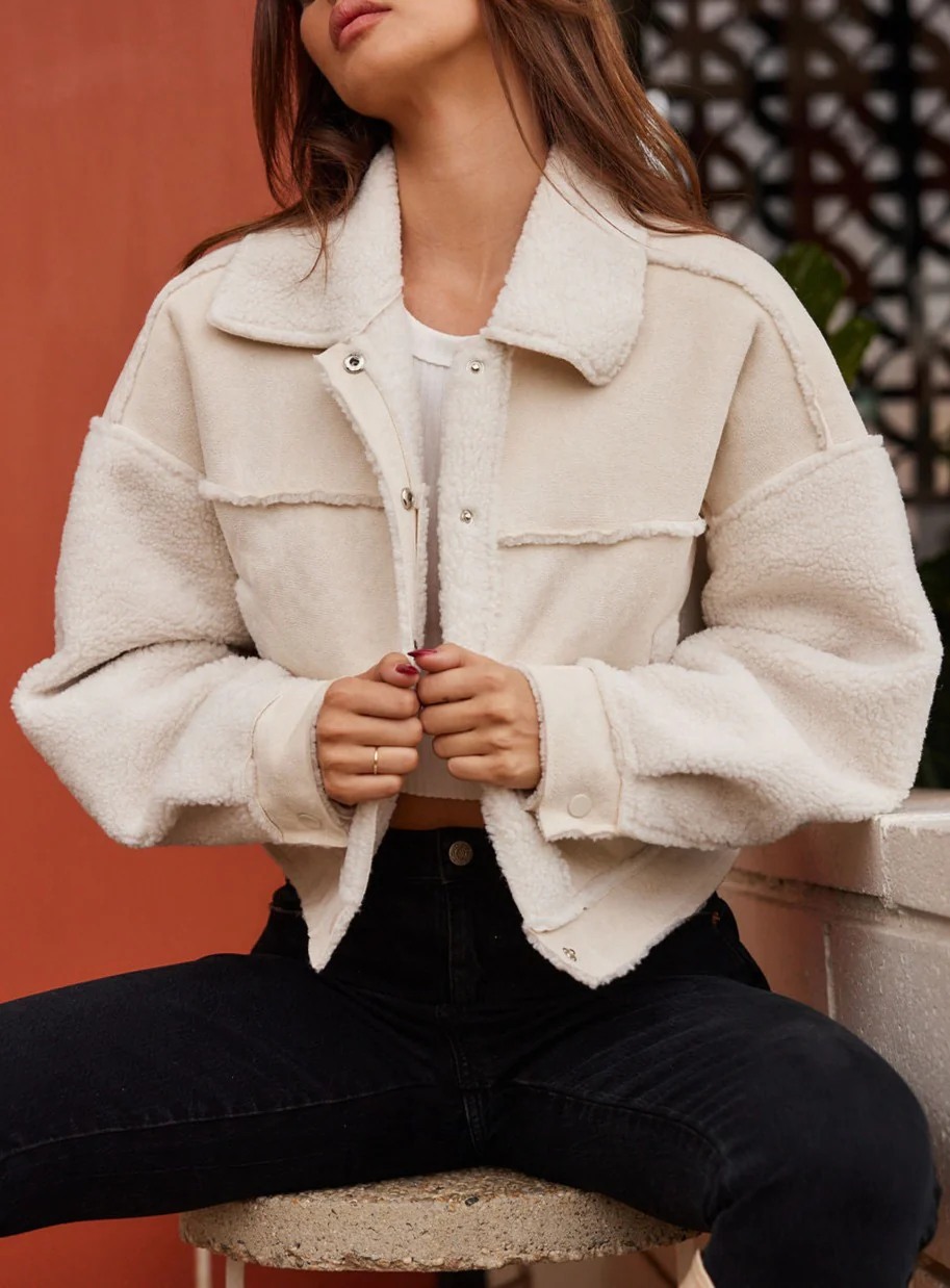 Whiteout Sherpa Cropped Jacket - Image 6