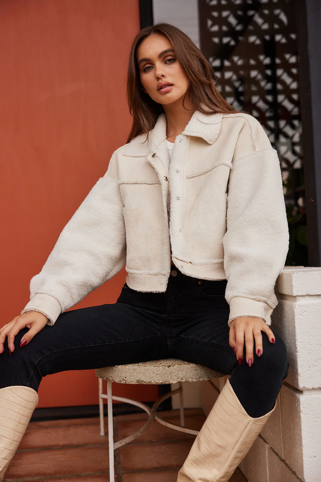 Whiteout Sherpa Cropped Jacket - Image 8