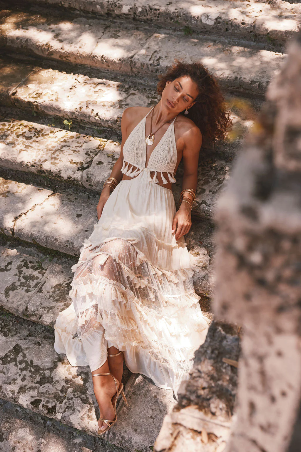 Willow Cream Maxi Dress - Image 3