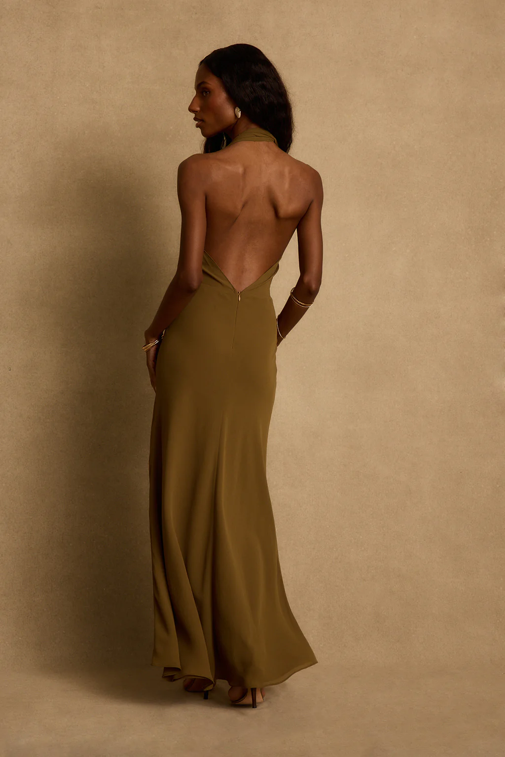Zela Olive Cowl Maxi Dress - Image 2