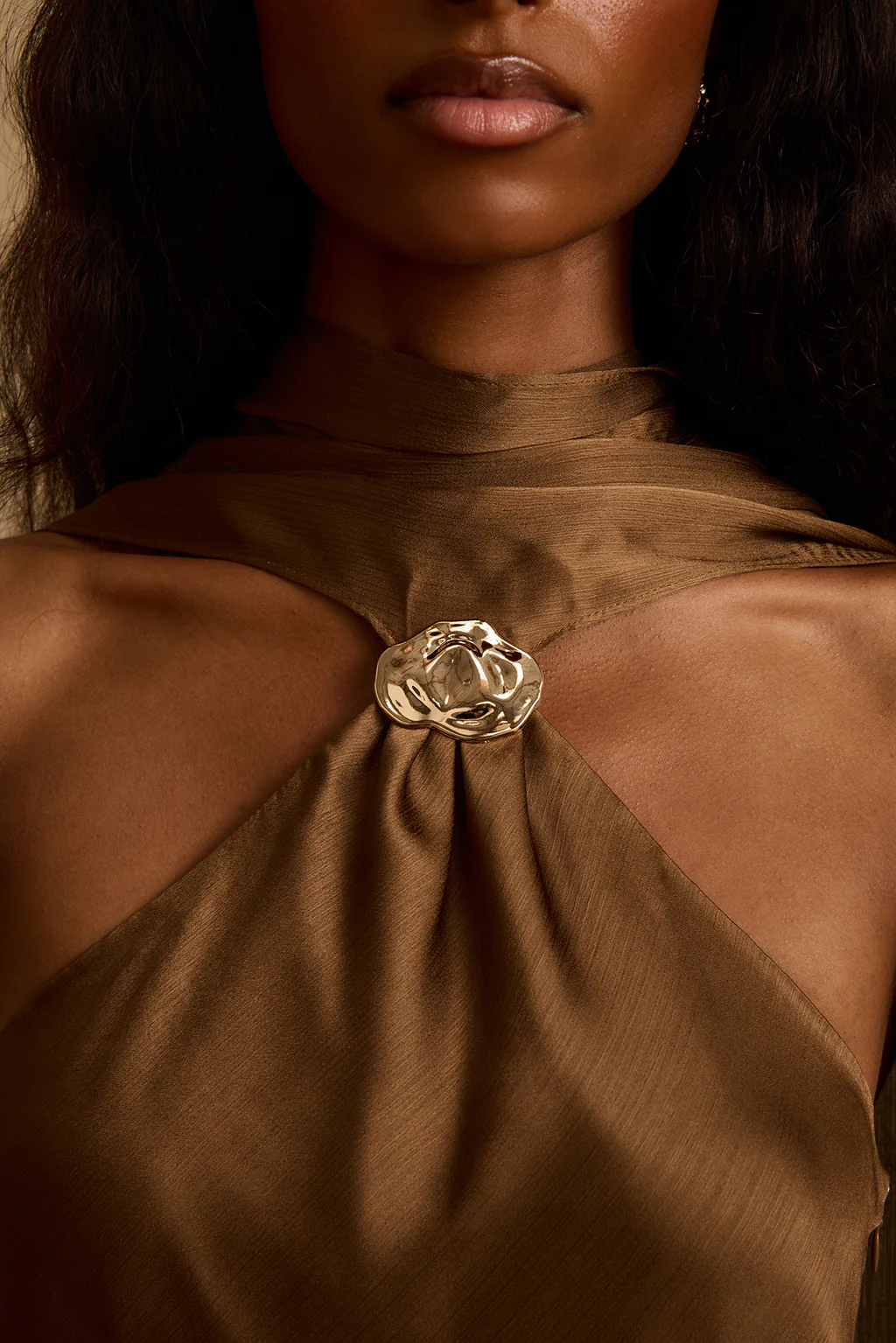 Zuma Olive Satin Scarf Top - Image 8
